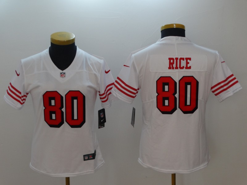 Women San Francisco 49ers 80 Rice White Color Rush Nike Vapor Untouchable Limited Playe NFL Jerseys